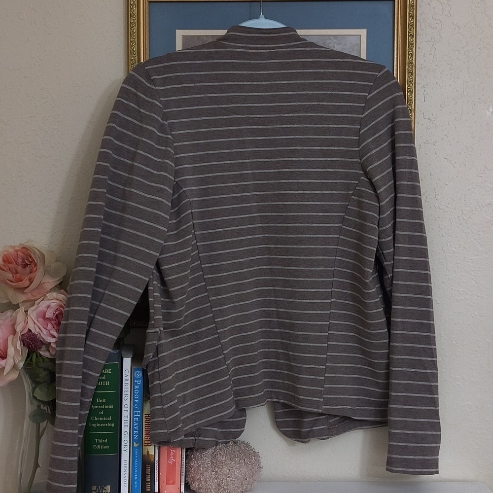 Anthropology Dolan Charcoal Striped Blazer Jacket Career Contemporary Sweater - Picture 7 of 13